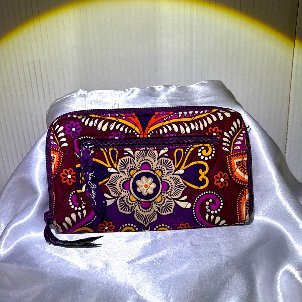 Vera Bradley “sunset safari “ wallet 8” x 5” Vibrant Purple Floral Women's Bag
